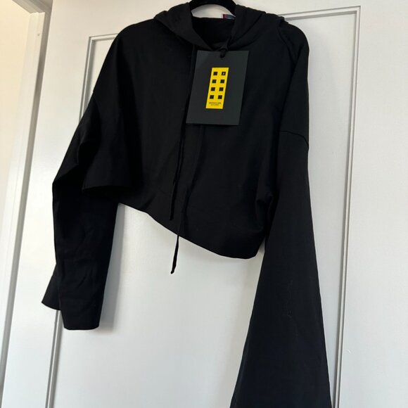 NWT Moncler x Alicia Keys Hoodie Sweatshirt Sz Small in Black Flared Sleeves - Picture 4 of 6